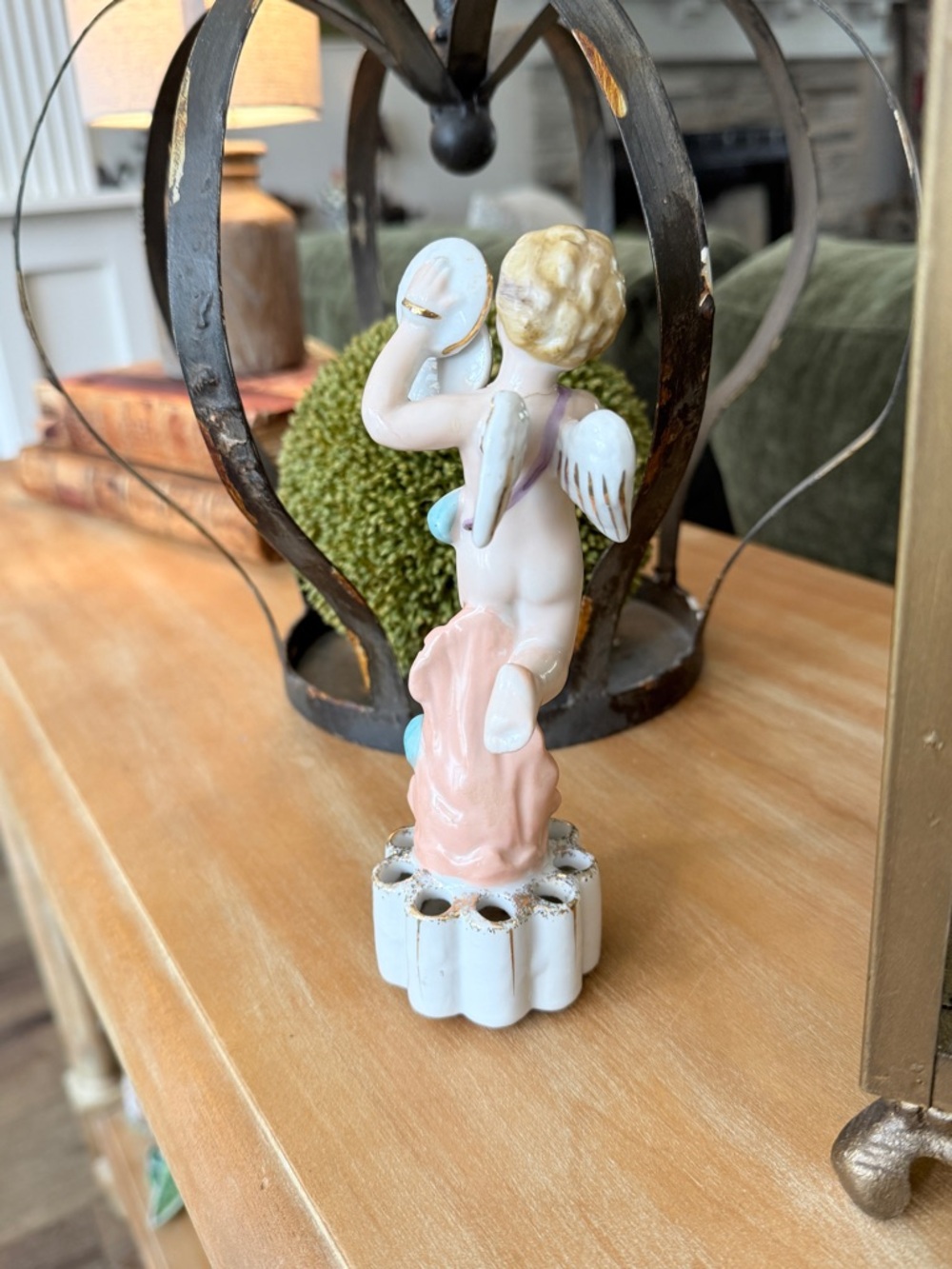 Vintage Porcelain Cherub Flower Frog - Picture 6 of 14